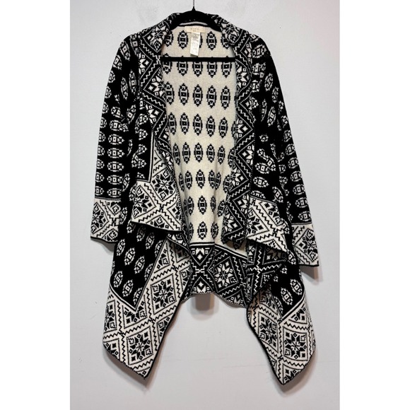 Elodie Boho Fair Isle Draped Wool Blend Cardigan Size XL Lagenlook Apres Ski - Picture 1 of 5